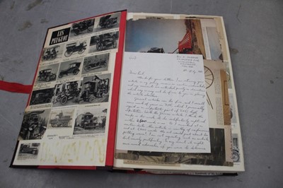 Lot 873 - Scrapbook concentrating on much of the world's production of trains, buses, cars. Most of the vehicles are veteran and vintage, together with a quantity of related material, 1 box