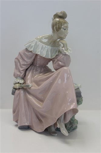 Lot 2071 - Large Lladro porcelain figure - seated lady...