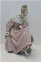 Lot 2071 - Large Lladro porcelain figure - seated lady...