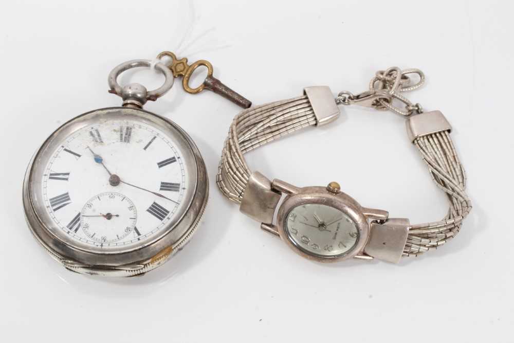 Lot 169 - Silver pocket watch and silver watch