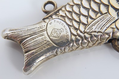 Lot 176 - Novelty silver penknife in the form of a fish and pair silver sewing scissors