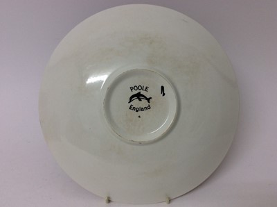 Lot 592 - Poole Delphis circular plate with abstract decoration on orange ground