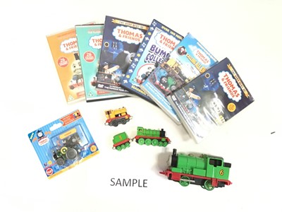 Lot 1542 - Railway selection of Thomas the Tank Engine, Engine Shed, Signals, DVDs, various boxed vehicles, Trevor Traction Engine, Elizabeth lorries and others.