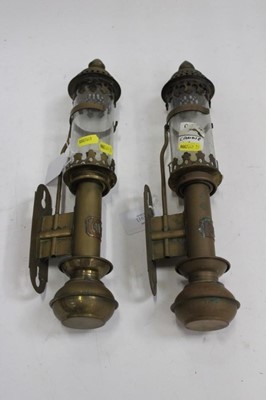 Lot 2011 - Railway interest- Pair of wall mounted Brass candle holders with G.W.R. Plaques (2)