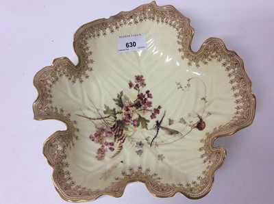 Lot 630 - Pair of Royal Worcester blush ivory dishes, of leaf form, 24cm across