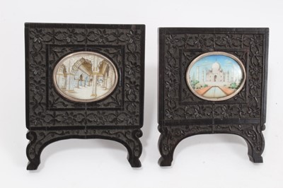 Lot 185 - Pair of 19th century Indian school miniatures, in carved frames