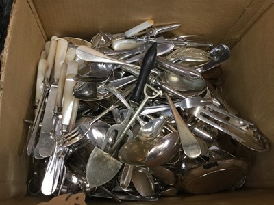 Lot 104 - One box of assorted silver plated cutlery