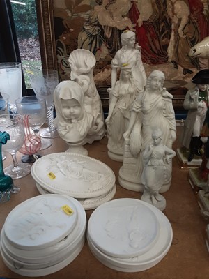 Lot 639 - Group of Parian Ware Figures and Wall plaques