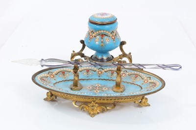 Lot 196 - 19th century French enamelled desk stand