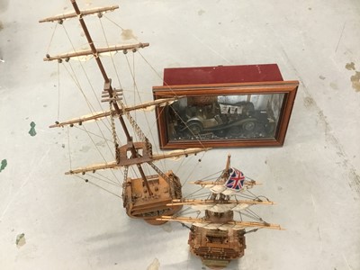 Lot 240 - Motoring diorama, together with two cross section models of HMS Victory