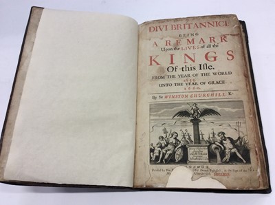 Lot 1029 - Divi Britannici - Being a remark upon the lives of all the kings of the isle 1675, well illustrated, in full contemporary leather binding