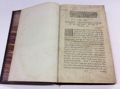 Lot 1025 - The History of Don-Quixote, lacking title page to part one but part two dated 1652, rebound in mottled calf around 1900