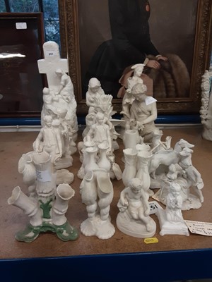 Lot 651 - Collection of Parianware, including figures and spill vases