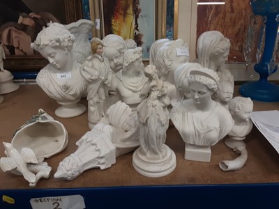 Lot 652 - Collection of Parianware, including busts, figures and a Prince Consort commemorative jug