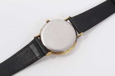 Lot 178 - 1970s gentlemens Omega Genève wristwatch with 17 jewel 601 calibre movement, the circular brushed satin dial with applied gold dart hour markers and centre seconds, in gold plated circular case, on...