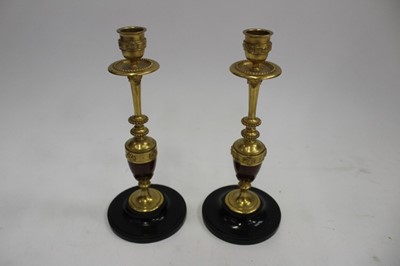 Lot 2036 - Antique Copper Samouvar together with a pair of candlesticks, and copper items