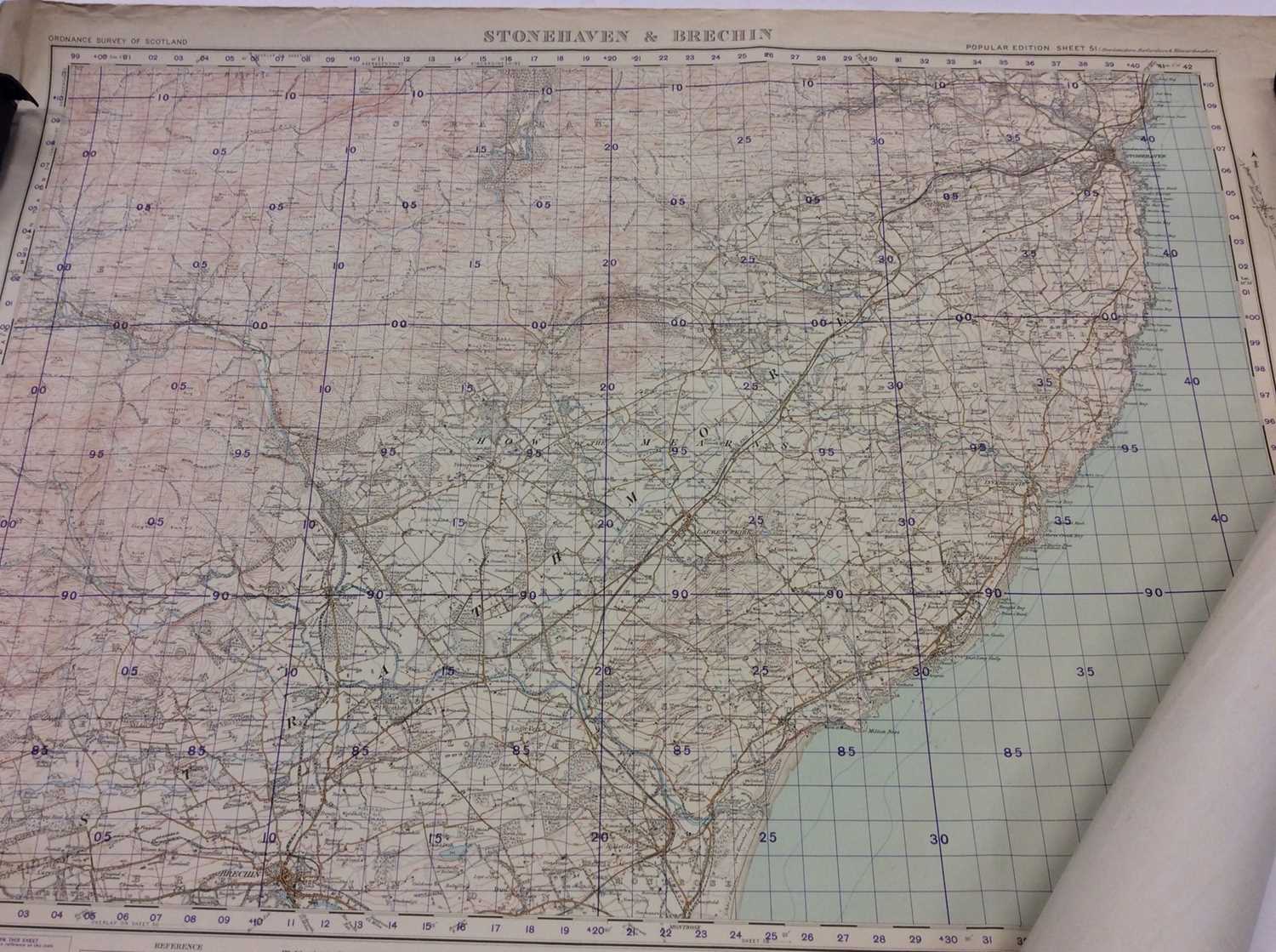 Lot 247 - Group of Second World War period maps of Great Britain to include Chichester & Worthing, Barmouth & Aberystwyth, Stranraer, Brighton & Eastbourne, Orkney Islands (South), The Cheviot Hills, Llandud...