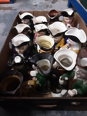 Lot 666 - Two boxes of Toby jugs, Staffordshire figures, etc
