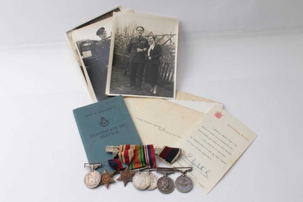 Lot 255 - Second World War and later RAF medal group comprising, Elizabeth II British Empire Medal (B.E.M.), military type, named to 520256 FLT. SGT. Geoffrey May. R.A.F., 1939 - 1945 Star, Africa Star, Defe...