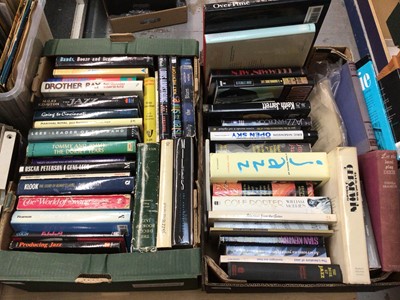 Lot 715 - Two boxes of Jazz books including Just Jazz and Producing Jazz by Herman Gray