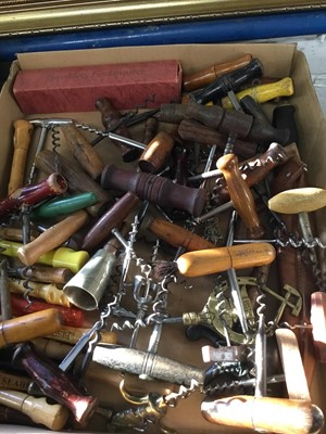 Lot 2017 - Extensive collection of old corkscrews, bottle openers, penknives and related items