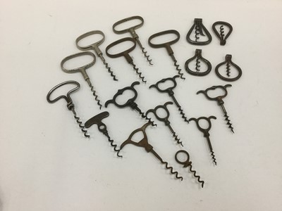 Lot 2017 - Extensive collection of old corkscrews, bottle openers, penknives and related items