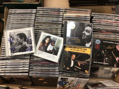 Lot 724 - Box of signed Jazz CDs including Scott Hamilton, Chico Freeman, Benny Green, Mose Allison, Ray Alexander, Nat Adderley and Benny Golson