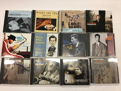 Lot 724 - Box of signed Jazz CDs including Scott Hamilton, Chico Freeman, Benny Green, Mose Allison, Ray Alexander, Nat Adderley and Benny Golson