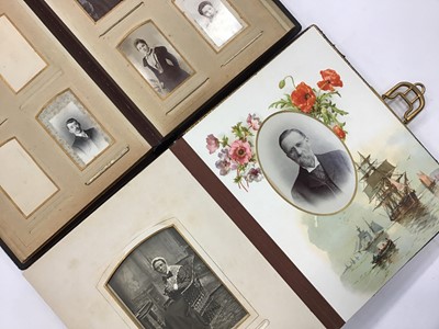 Lot 1295 - Four Victorian Illustrated photograph albums containing family carte  de visites and cabinet cards