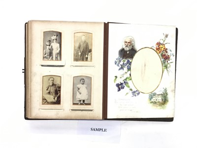 Lot 1294 - Three Photograph albums containing carte de visites and cabinet cards etc.