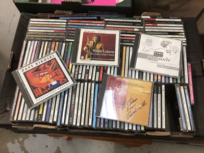 Lot 734 - Box of signed Jazz CDs including The New Couriers, Dianne Reeves, Larry Coryell, David Newton, Bobby Watson, Tim Warfield Sextet and Barbara Thompson (approx 130)