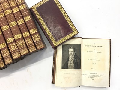 Lot 1007 - Decorative bindings, predominantly 19th century, including 12 vols of Sir Walter Scott, 1 box