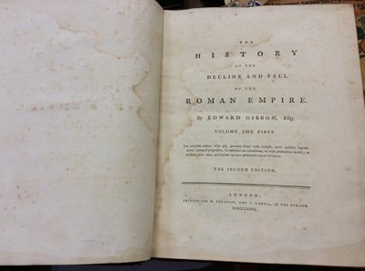 Lot 1245 - Gibbon - Decline and Fall of the Roman Empire, complete 6 vol. set, 1788, in good condition