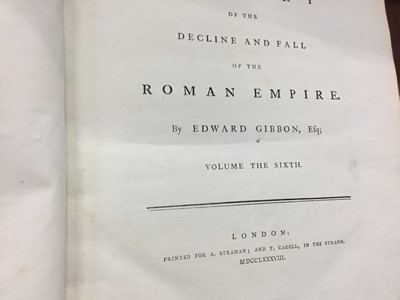 Lot 1245 - Gibbon - Decline and Fall of the Roman Empire, complete 6 vol. set, 1788, in good condition