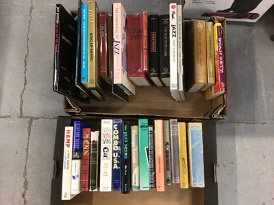 Lot 737 - Two boxes of Jazz books including The Blue Note Label - A Discography, Fire Music, The Clef / Verve Labels - A Discography Vol.2 and The Prestige Label