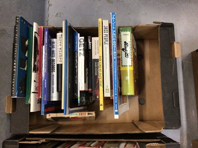 Lot 738 - Two boxes of Jazz books including Blue Note - The Album Cover Art, Dizzy Gillespie - The Bebop Years, and The New Enyclopaedia of Jazz