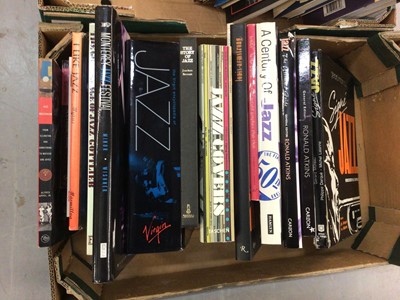 Lot 739 - Two boxes of Jazz books including Jazz Covers - Taschen, In The Groove, and A Century of Jazz