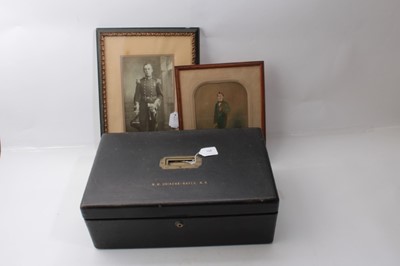Lot 271 - Good quality Edwardian leather stationary box, formerly the property of Lieutenant- Commander Richard William Uniacke Bayly 21st June 1883 - 16th October 1921, together with the stationary box are...