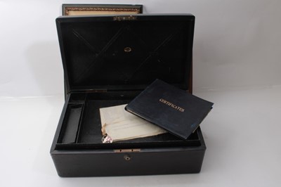 Lot 271 - Good quality Edwardian leather stationary box, formerly the property of Lieutenant- Commander Richard William Uniacke Bayly 21st June 1883 - 16th October 1921, together with the stationary box are...