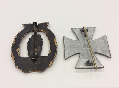 Lot 286 - Replica Nazi Iron Cross (First Class), together with a Replica Nazi Minesweepers, Sub- Chasers and Escort Vessels War Badge (2)