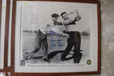 Lot 2056 - Group of four large black and white PGA Tour photographs including Jack Nicklaus (signed), Harvey Penrick, Arnold Palmer (signed) and Tom Stange (4)