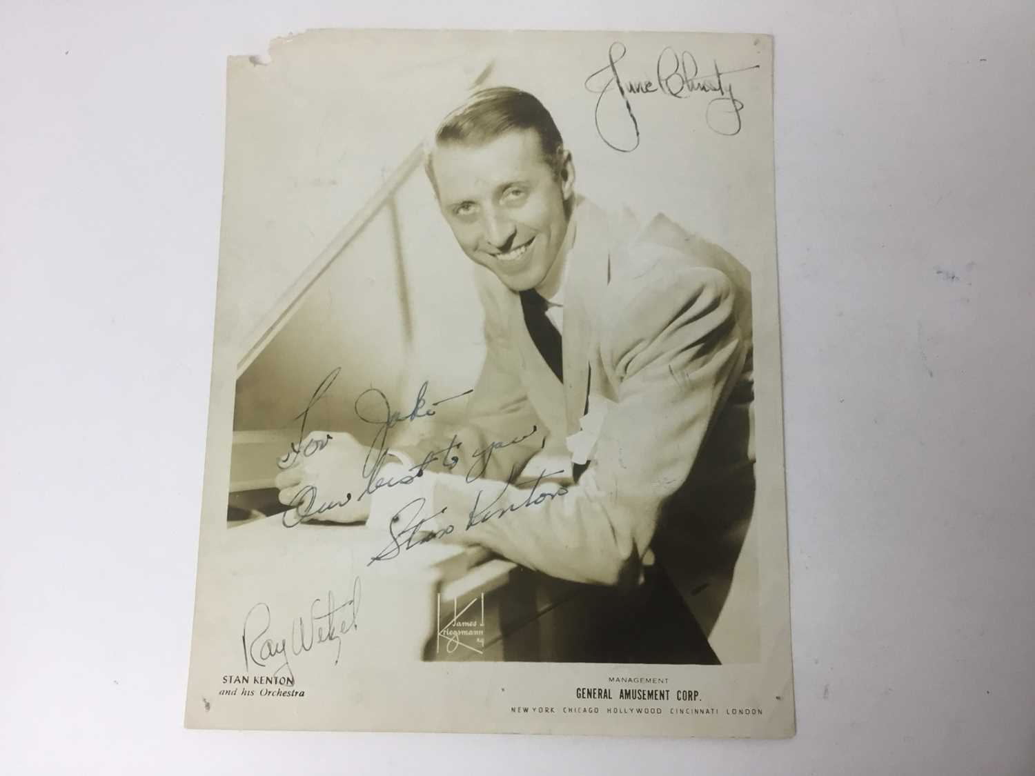 Lot 780 - Stan Kenton and his orchestra signed promotional sepia photograph