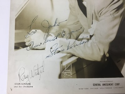 Lot 780 - Stan Kenton and his orchestra signed promotional sepia photograph