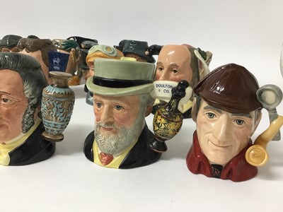 Lot 699 - Group of twenty five Royal Doulton Character jugs- John Doulton D6656, Sir Henry Doulton D6703, Sir Henry Doulton D7057, Michael Doulton D6808, Charles Hawtrey from Carry on up the Khyber D7163 No....