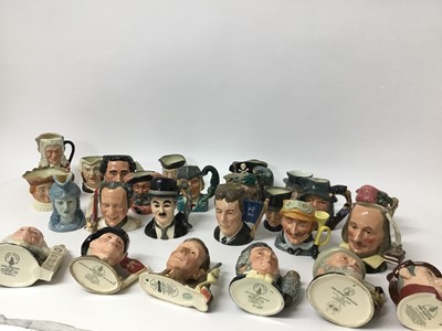 Lot 699 - Group of twenty five Royal Doulton Character jugs- John Doulton D6656, Sir Henry Doulton D6703, Sir Henry Doulton D7057, Michael Doulton D6808, Charles Hawtrey from Carry on up the Khyber D7163 No....