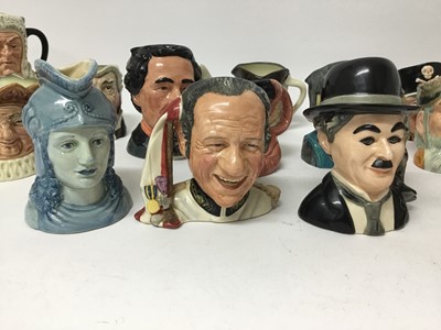Lot 699 - Group of twenty five Royal Doulton Character jugs- John Doulton D6656, Sir Henry Doulton D6703, Sir Henry Doulton D7057, Michael Doulton D6808, Charles Hawtrey from Carry on up the Khyber D7163 No....