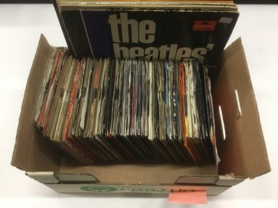 Lot 809 - Six L.P. records by The Beatles including Rubber Soul, T2442 U.S. pressing, The Beatles - first polydore Hi-fi 46 432, and approximately 145 single records including Stevie Wonder, Shalamar, Kool a...