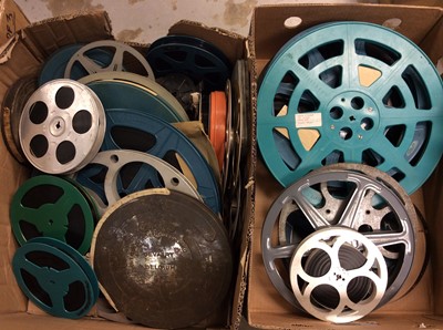 Lot 819 - Six Boxes Containing a large number of 16mm films and cine film reels (qty)