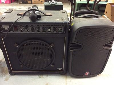 Lot 821 - Torque Acoustics Amplifier together with an Intimidation Speaker, two microphones and Singing machine wireless reciever