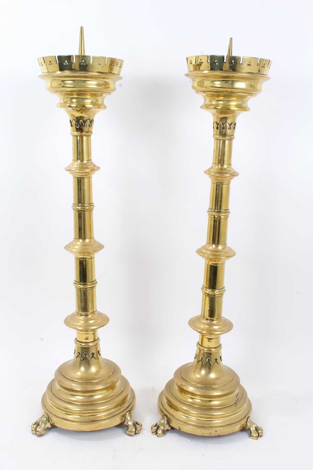 Lot 244 - Pair of large 19th century gothic brass